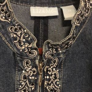 Liz & Me Embellished Denim Jacket with Zipper